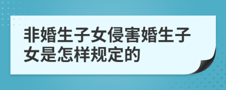 非婚生子女侵害婚生子女是怎样规定的