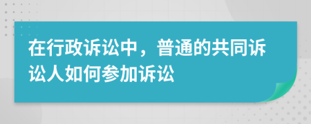 在行政诉讼中，普通的共同诉讼人如何参加诉讼