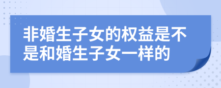 非婚生子女的权益是不是和婚生子女一样的