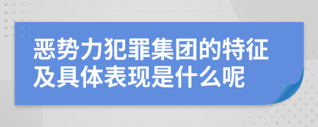 恶势力犯罪集团的特征及具体表现是什么呢