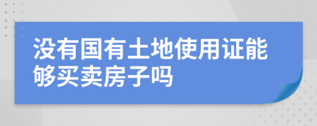 没有国有土地使用证能够买卖房子吗