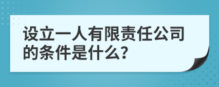 设立一人有限责任公司的条件是什么？