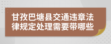 甘孜巴塘县交通违章法律规定处理需要带哪些