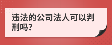 违法的公司法人可以判刑吗？