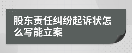 股东责任纠纷起诉状怎么写能立案