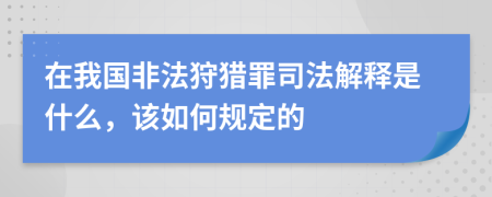 在我国非法狩猎罪司法解释是什么，该如何规定的