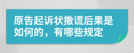 原告起诉状撒谎后果是如何的，有哪些规定