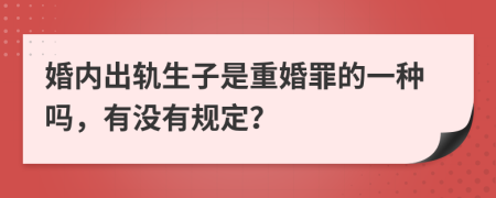 婚内出轨生子是重婚罪的一种吗，有没有规定？