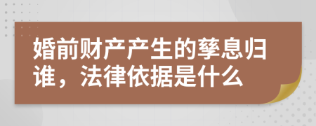 婚前财产产生的孳息归谁，法律依据是什么