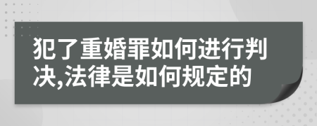 犯了重婚罪如何进行判决,法律是如何规定的