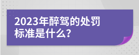 2023年醉驾的处罚标准是什么？