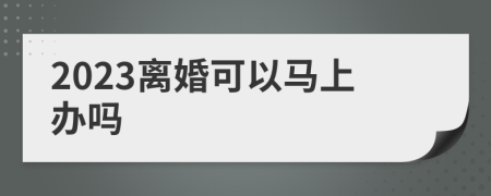 2023离婚可以马上办吗