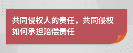 共同侵权人的责任，共同侵权如何承担赔偿责任