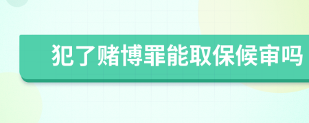犯了赌博罪能取保候审吗