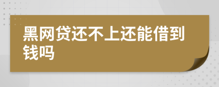 黑网贷还不上还能借到钱吗