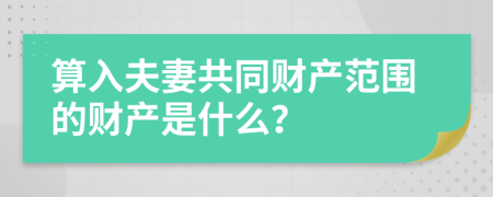 算入夫妻共同财产范围的财产是什么？