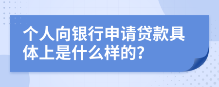 个人向银行申请贷款具体上是什么样的？