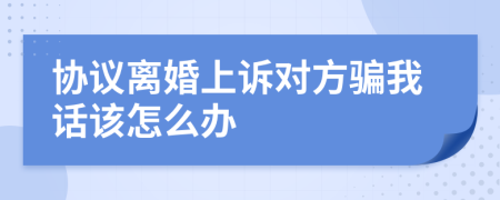 协议离婚上诉对方骗我话该怎么办