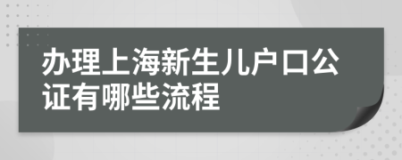 办理上海新生儿户口公证有哪些流程