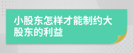 小股东怎样才能制约大股东的利益