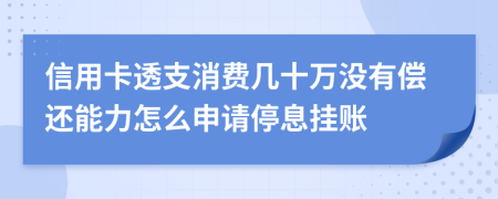 信用卡透支消费几十万没有偿还能力怎么申请停息挂账