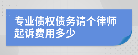 专业债权债务请个律师起诉费用多少