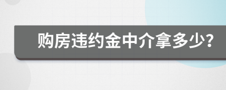 购房违约金中介拿多少？