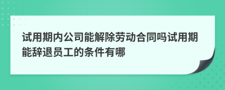 试用期内公司能解除劳动合同吗试用期能辞退员工的条件有哪