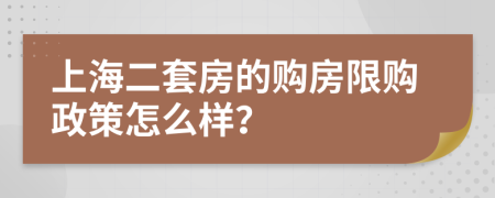 上海二套房的购房限购政策怎么样？