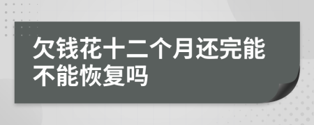 欠钱花十二个月还完能不能恢复吗