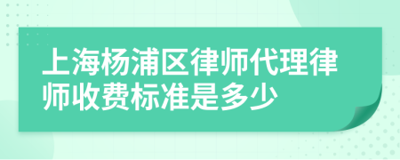 上海杨浦区律师代理律师收费标准是多少