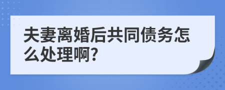 夫妻离婚后共同债务怎么处理啊?