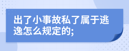 出了小事故私了属于逃逸怎么规定的;