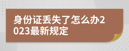 身份证丢失了怎么办2023最新规定