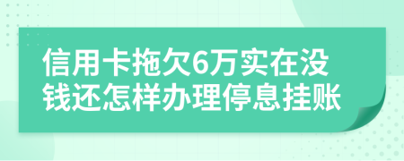 信用卡拖欠6万实在没钱还怎样办理停息挂账