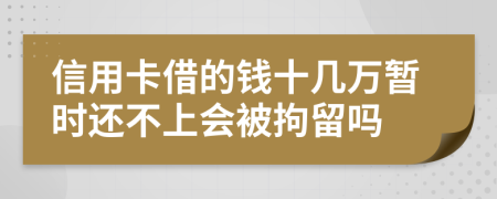 信用卡借的钱十几万暂时还不上会被拘留吗