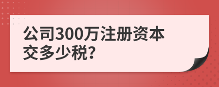 公司300万注册资本交多少税？