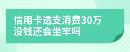 信用卡透支消费30万没钱还会坐牢吗