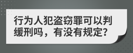 行为人犯盗窃罪可以判缓刑吗，有没有规定？