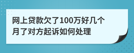 网上贷款欠了100万好几个月了对方起诉如何处理