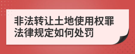 非法转让土地使用权罪法律规定如何处罚