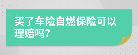 买了车险自燃保险可以理赔吗？