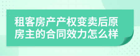 租客房产产权变卖后原房主的合同效力怎么样