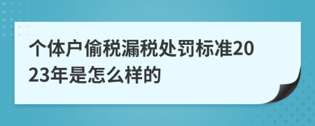 个体户偷税漏税处罚标准2023年是怎么样的