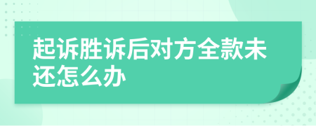 起诉胜诉后对方全款未还怎么办