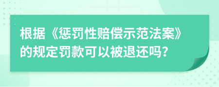 根据《惩罚性赔偿示范法案》的规定罚款可以被退还吗？
