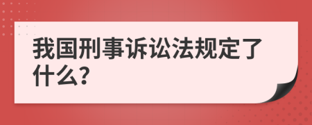 我国刑事诉讼法规定了什么？