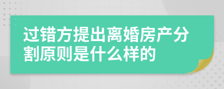 过错方提出离婚房产分割原则是什么样的