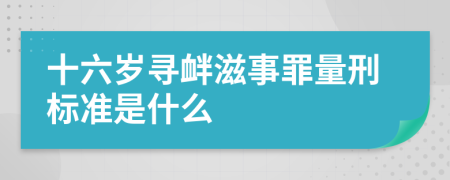 十六岁寻衅滋事罪量刑标准是什么