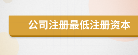 公司注册最低注册资本